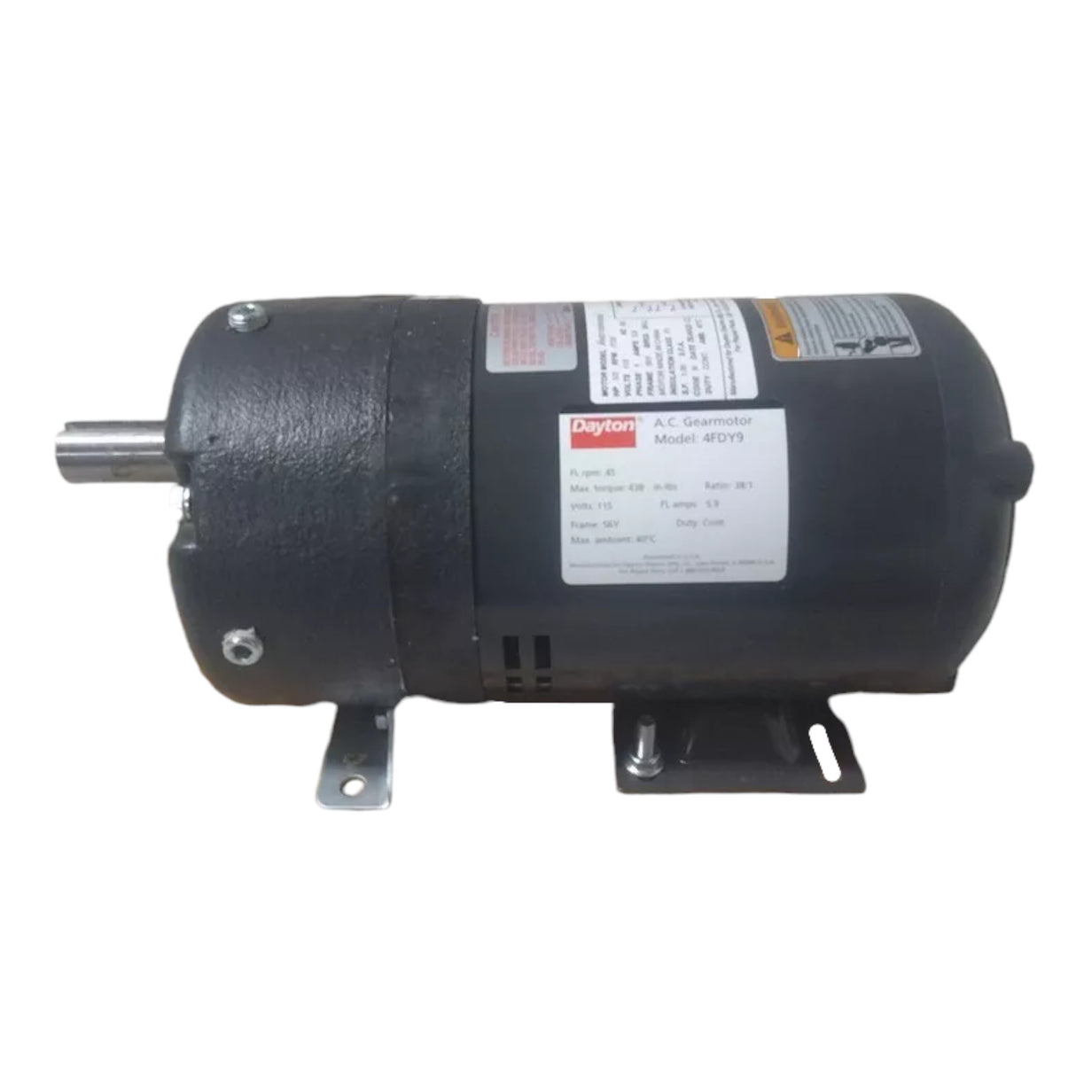 4FDY9 Dayton AC Gearmotor 1/3 Input HP 45 RPM 115VAC Split-Phase