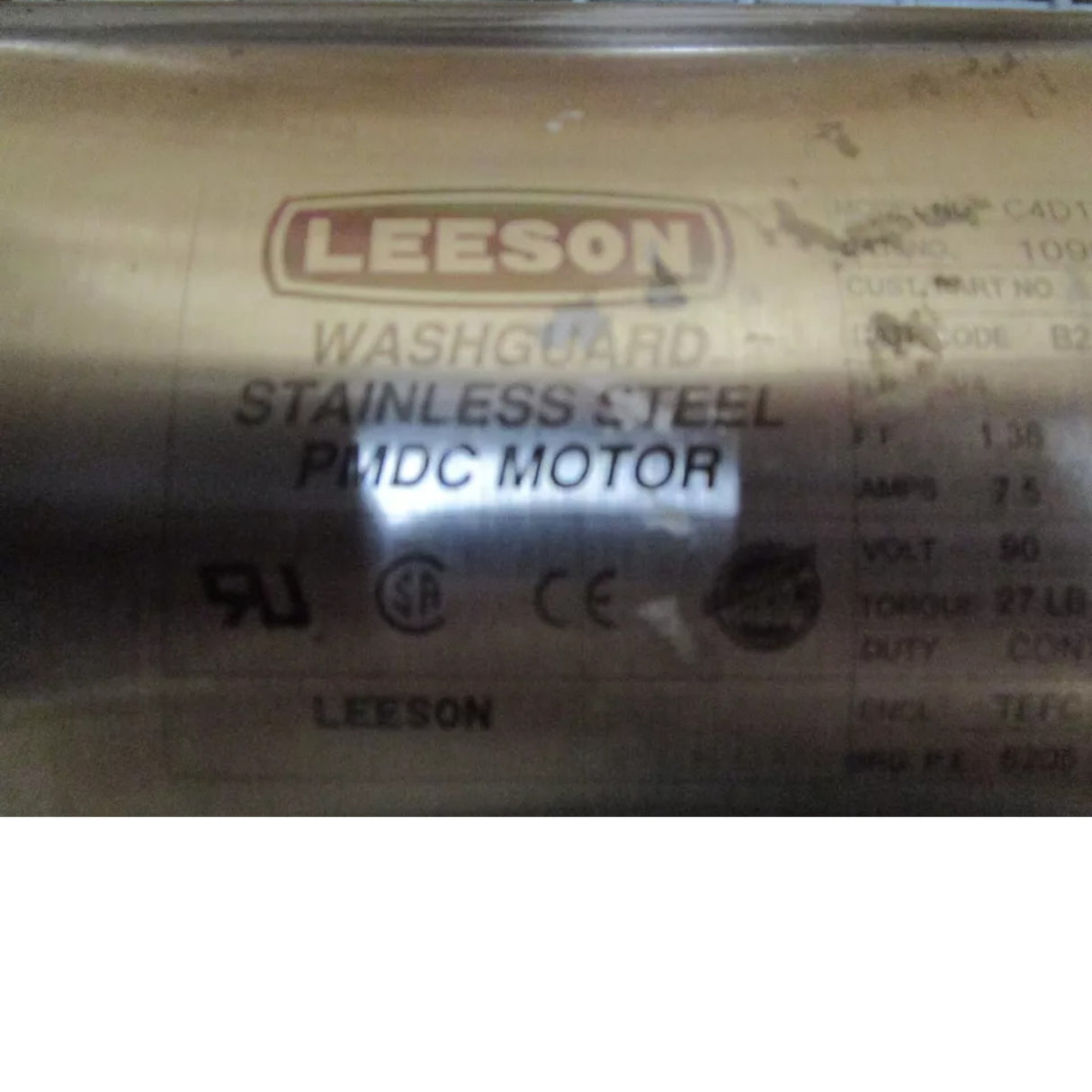 C4D17WK13A Leeson Stainless Washguard Motor 3/4 HP 1750 RPM DC Phase 90