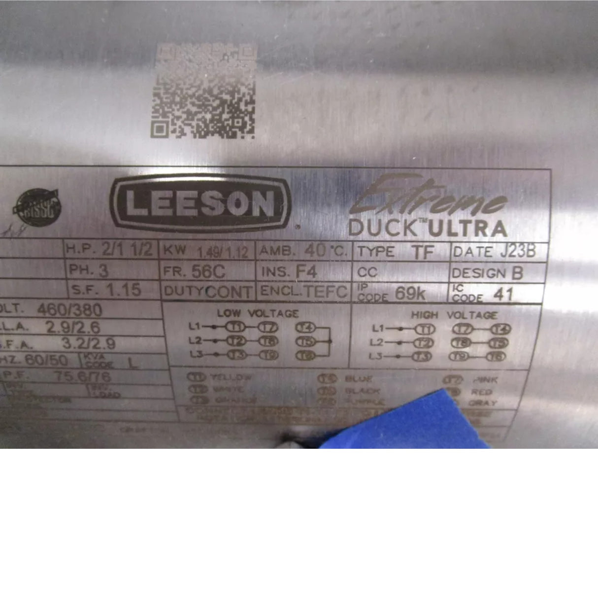 119524.00 Leeson Electric Motor 2 HP 1800 Rpm 3PH 230/460 Volt 56C Frame