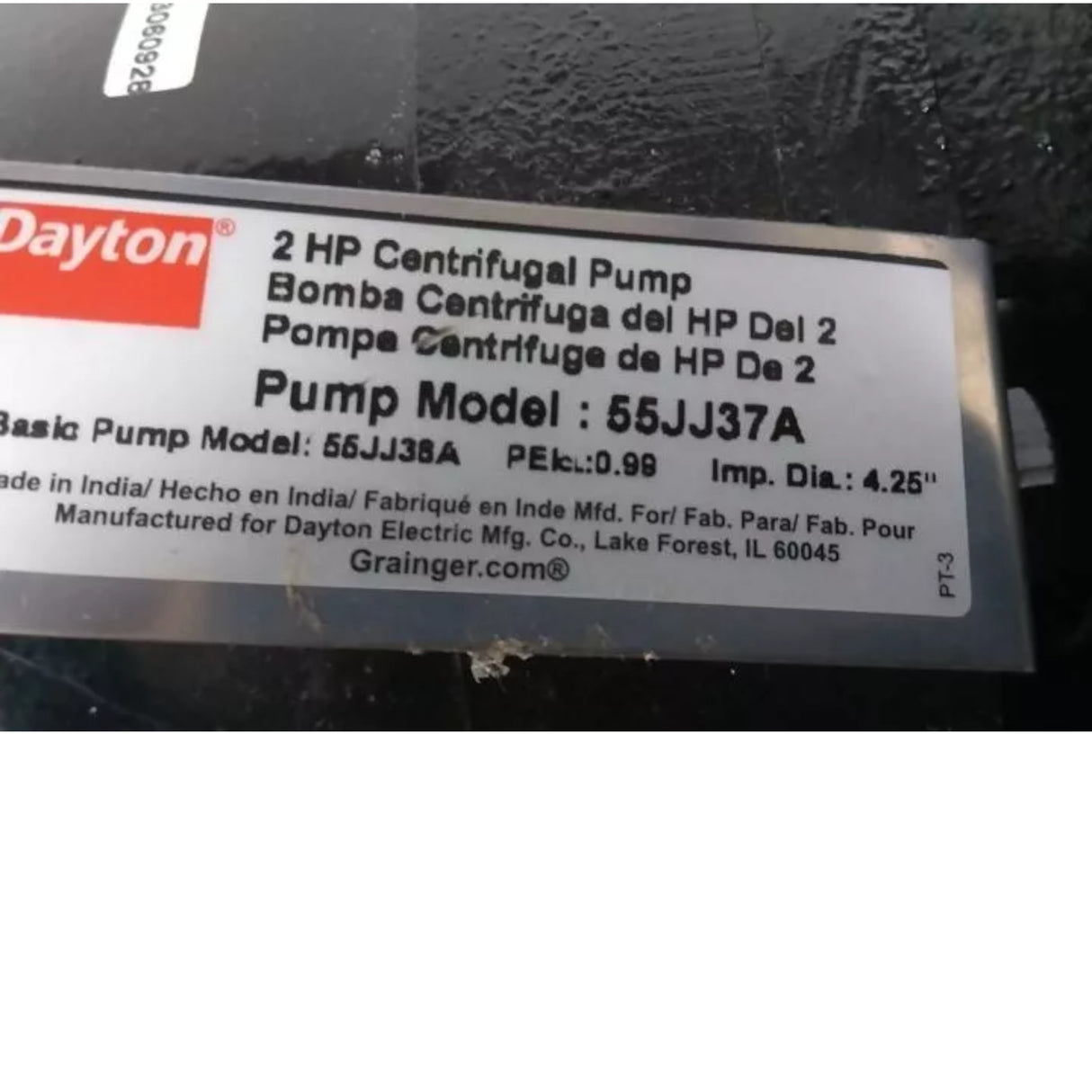 55JJ37 Dayton Max Head Centrifugal Pump