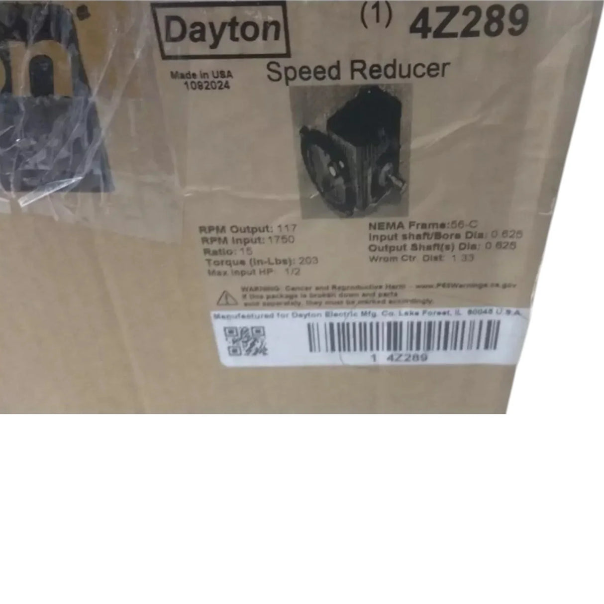 4Z289 Dayton Max Output RPM Direct Drive Speed Reducer - Truck To Trailer