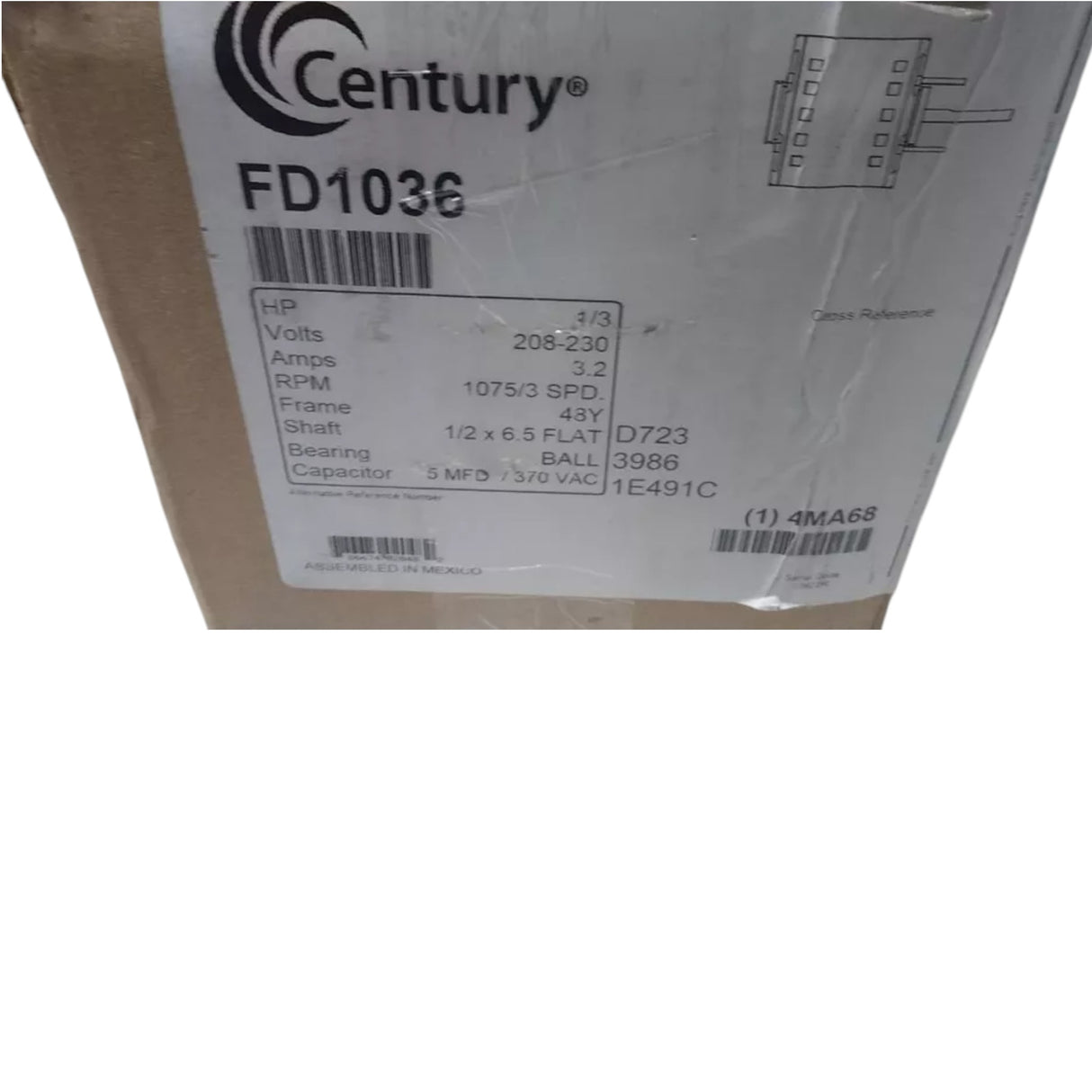 FD1036 Century Direct Drive Blower Motor