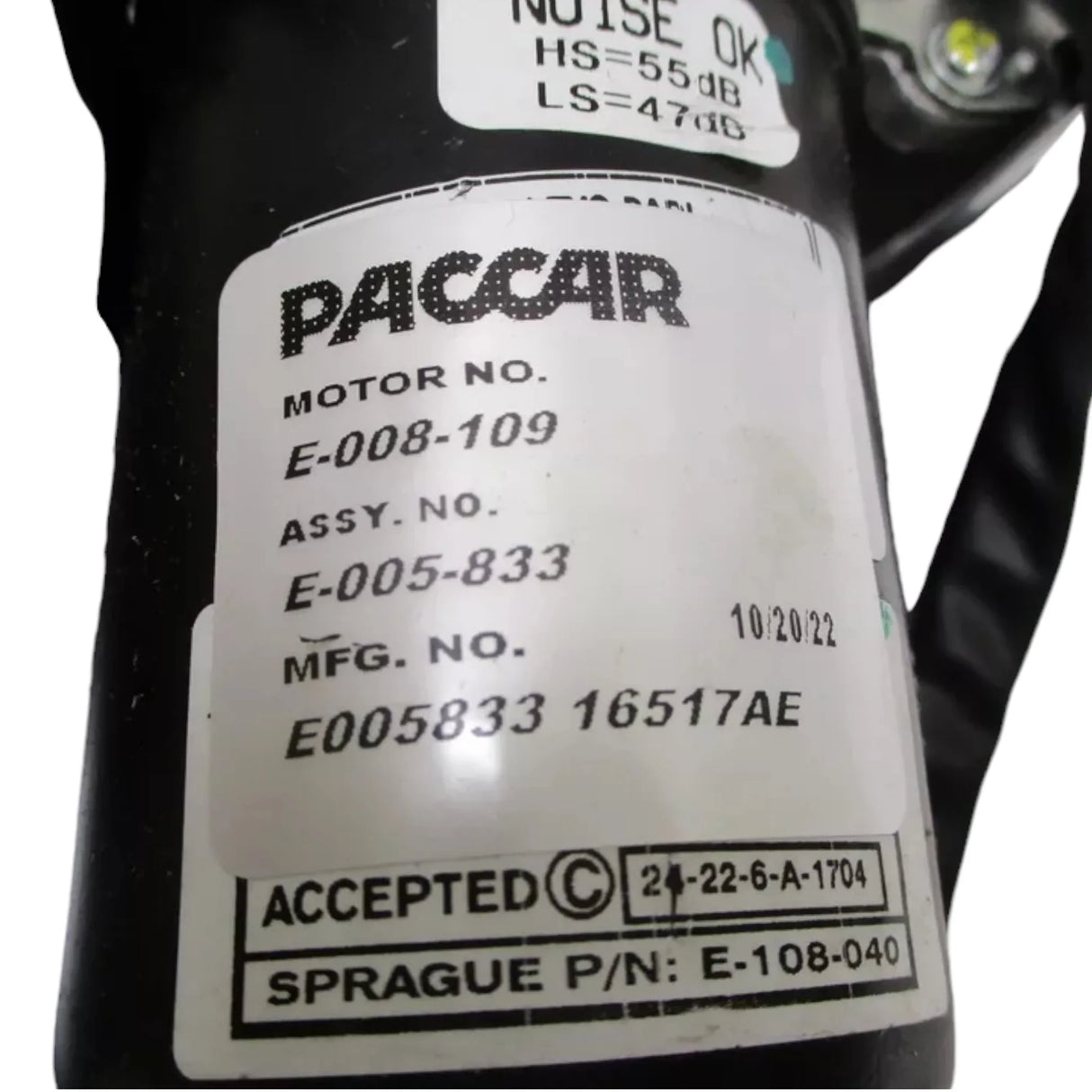 E005-833 Paccar Windshield Wiper Motor - Truck To Trailer