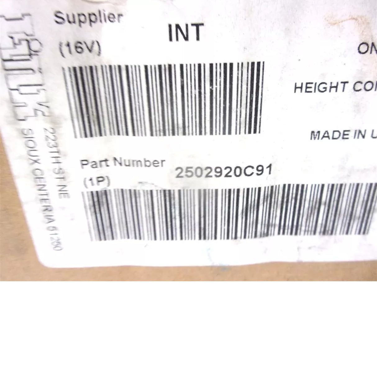 2502920C91 International Height Control Valve