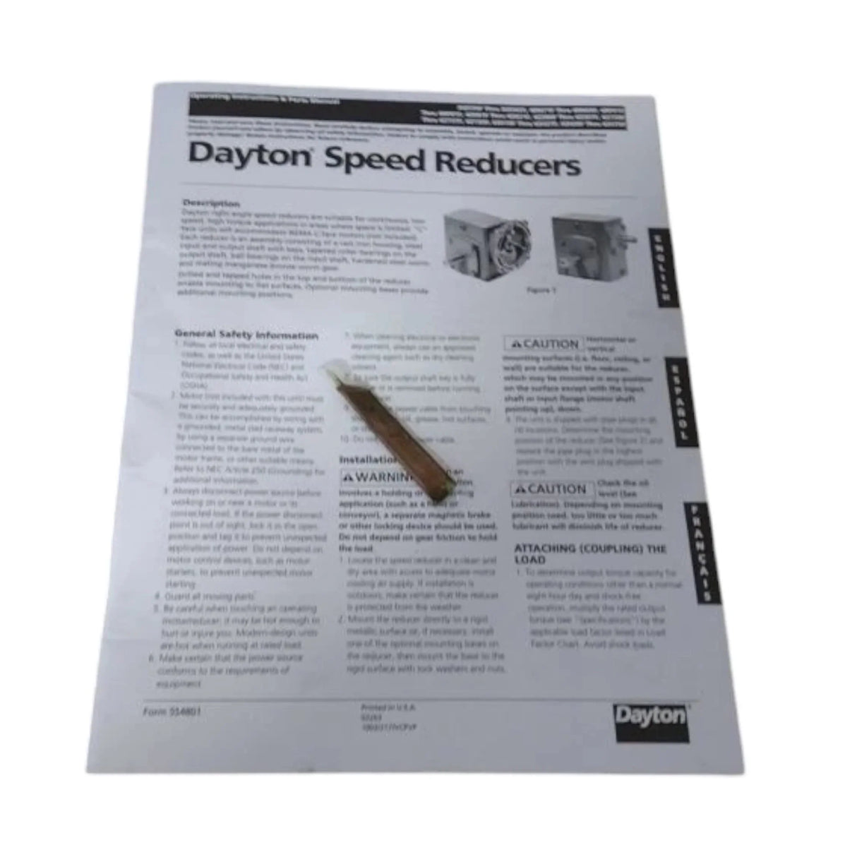 4Z017 Dayton C-Face Speed Reducer - Truck To Trailer