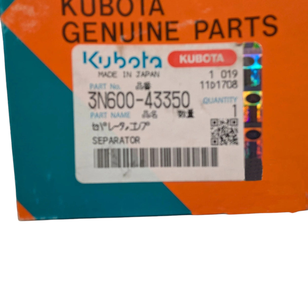 3N600-43350 Genuine Kubota Separator