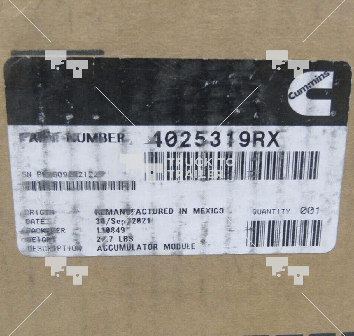 4025319Rx Genuine Cummins Fuel Pump Accumulator Module - Truck To Trailer