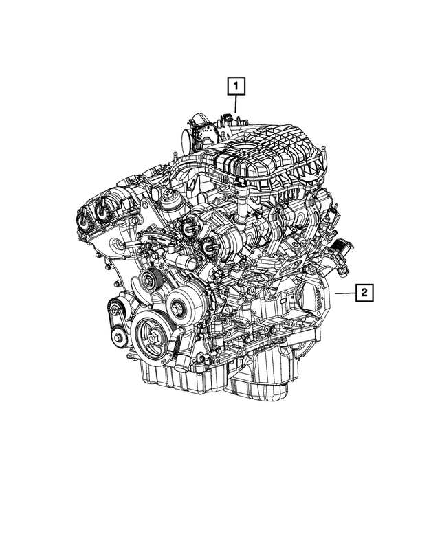 68233205Ag Genuine Mopar 3.6L V6 Long Block Engine - Truck To Trailer