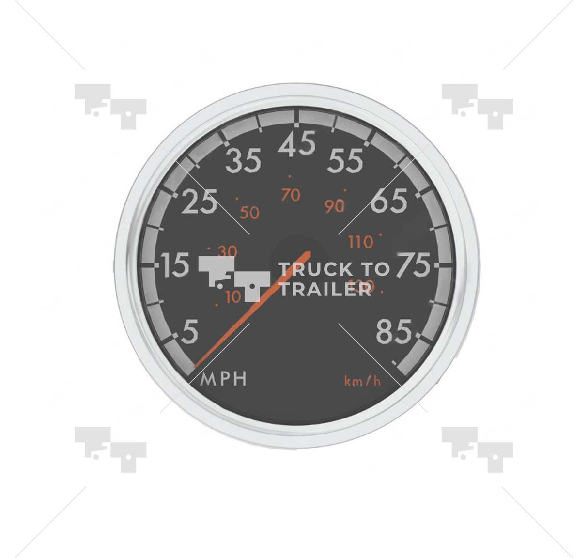 A22-63125-101 Genuine Freightliner Speedometer Gauge 7.5V Chrome Bezel.
