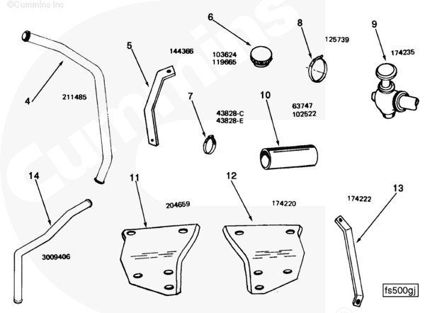 Cummins 3009406 Expansion Tank Tube - Truck To Trailer