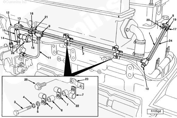 Cummins 3009848 Fuel Drain Tube - Truck To Trailer