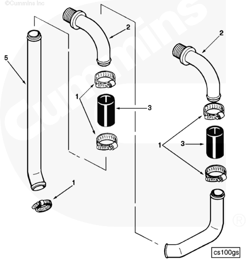 Cummins 3062537 Water Transfer Tube - Truck To Trailer