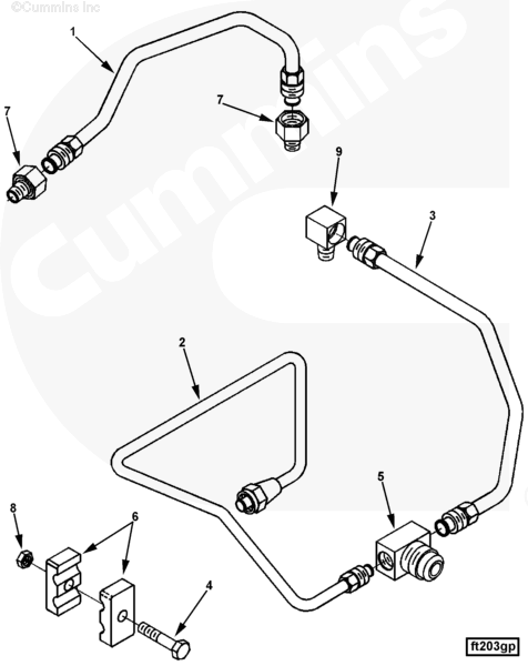 Cummins 3161689 Fuel Drain Tube - Truck To Trailer