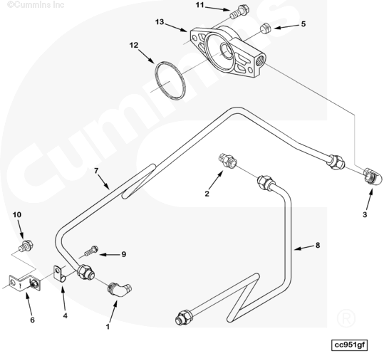 Cummins 3282090 Compressor Water Inlet Tube - Truck To Trailer