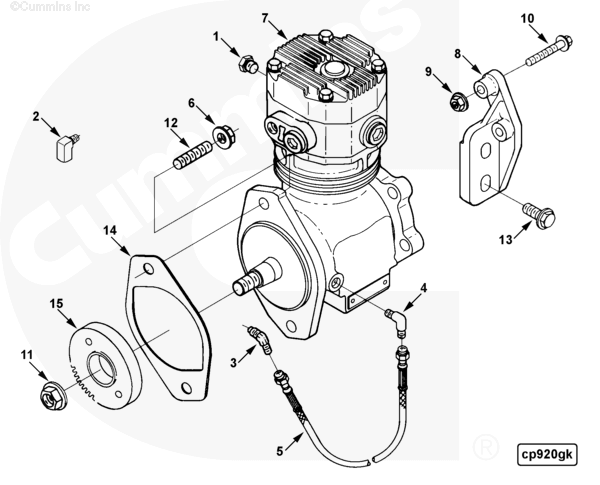 Cummins 3283807 1 Cylinder Air Compressor - Truck To Trailer