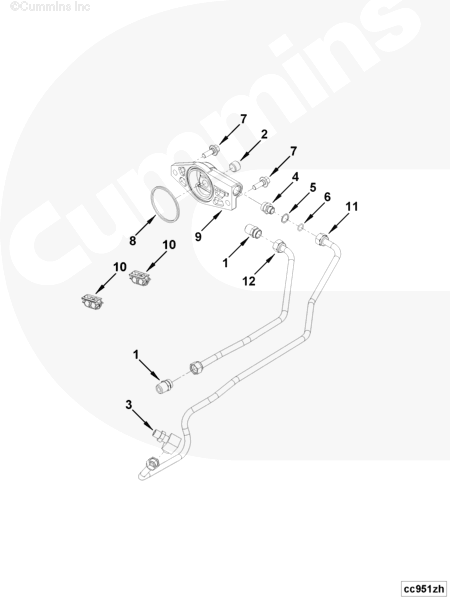 Cummins 3948862 Compressor Water Inlet Tube - Truck To Trailer