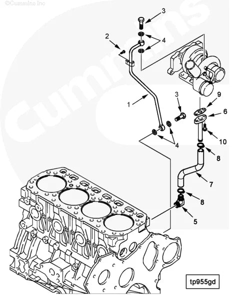 Cummins 4900733 Turbocharger Oil Drain Tube - Truck To Trailer